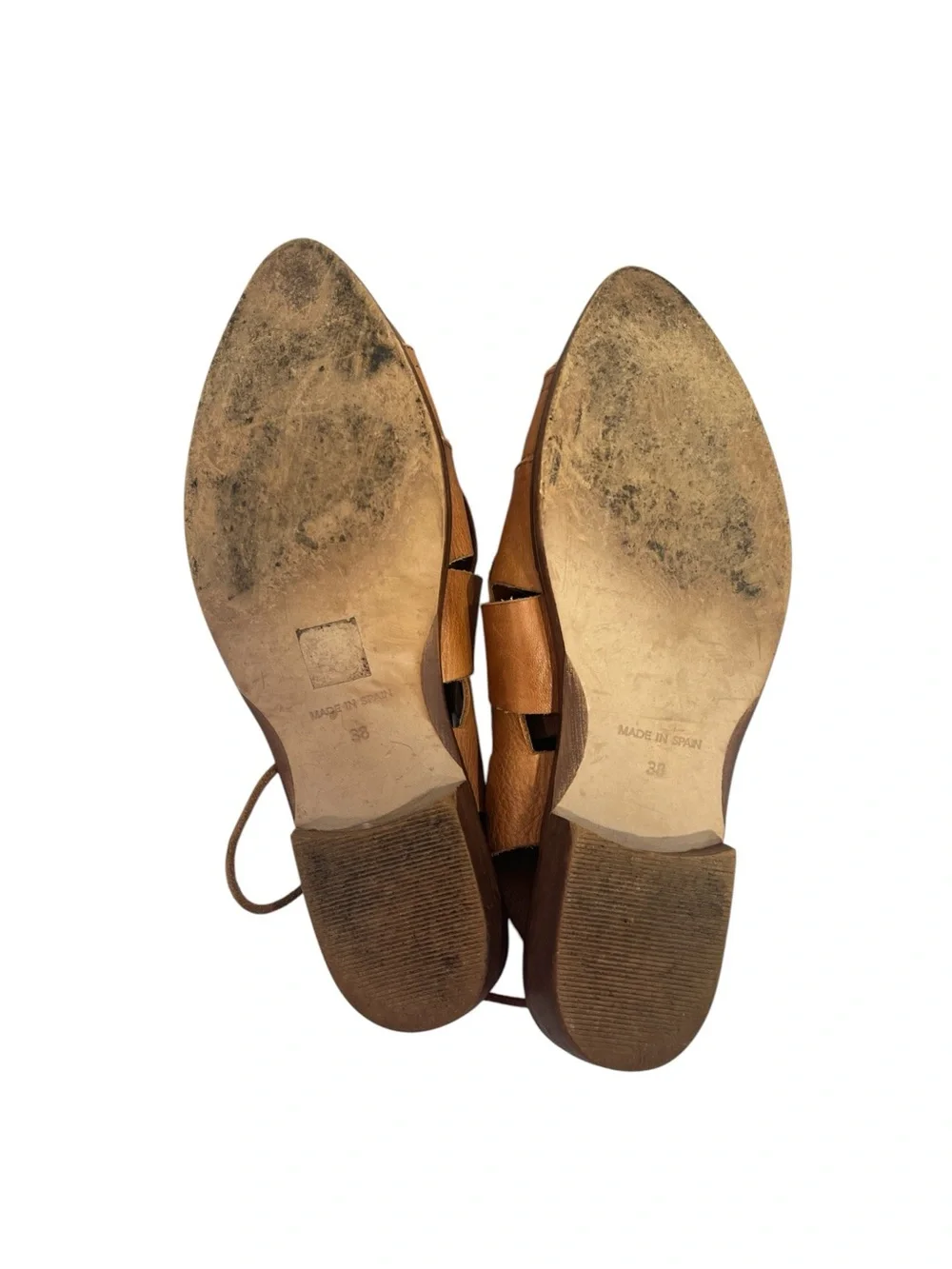 Free People Destino Woven Flat Tan/Brown Leather Size 38 Fits 7.5-8